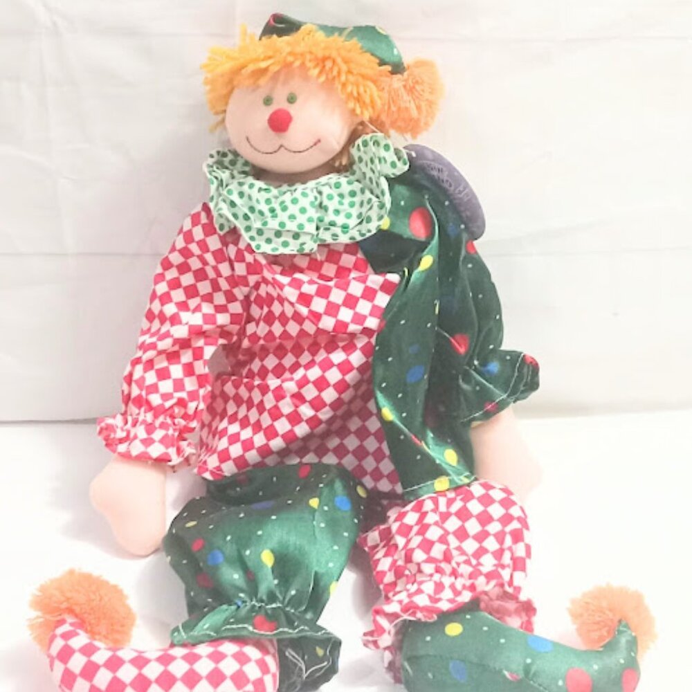 Sugarloaf vintage 90s soft polyester filled Multi colored 18"Stuffed Clown